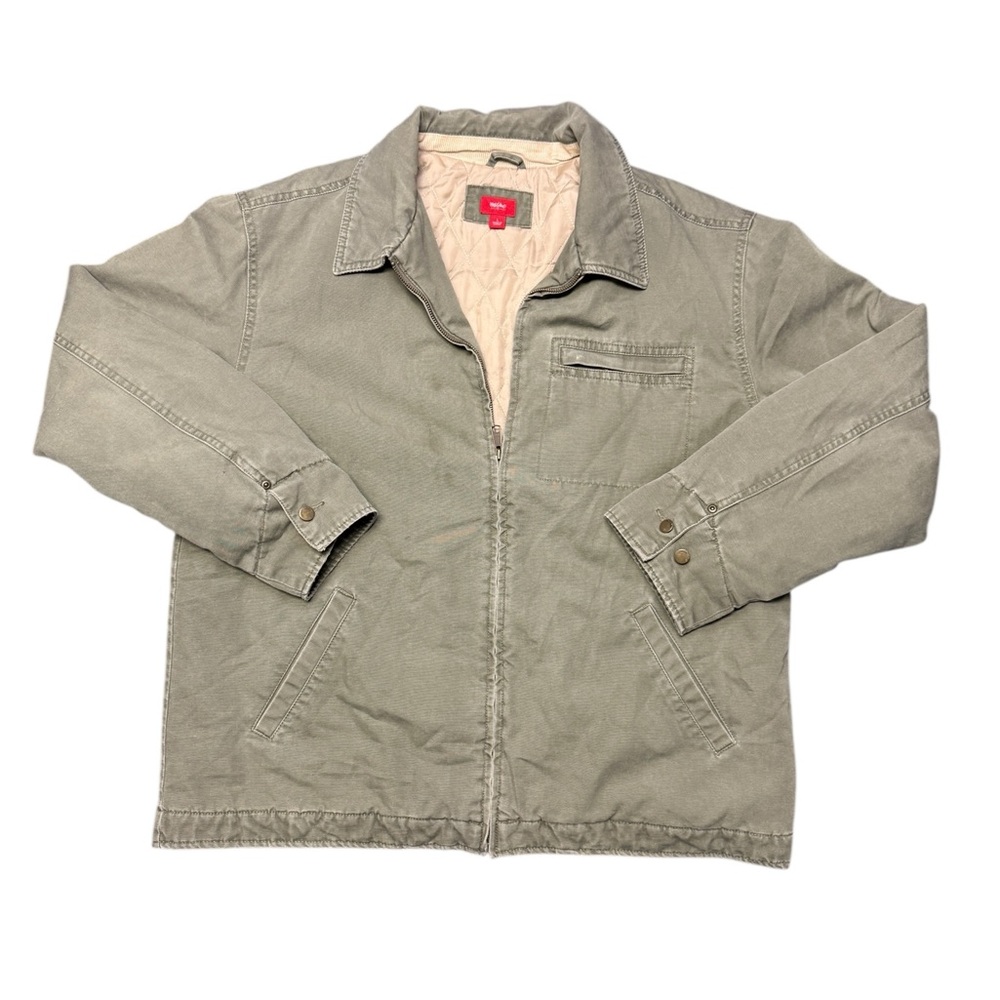 Vintage Mossimo Detroit Style Olive Green Quilted Bomber Jacket L Workwear 90s